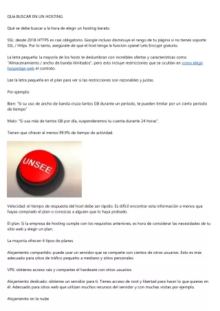 qu buscar en un hosting