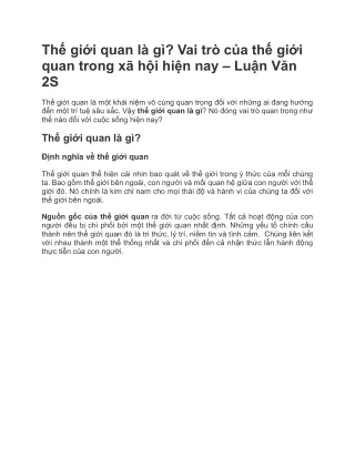 th gi i quan l g vai tr c a th gi i quan trong