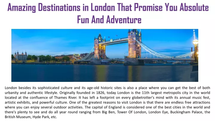 amazing destinations in london that promise