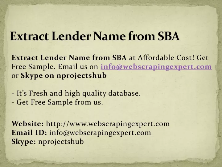 extract lender name from sba