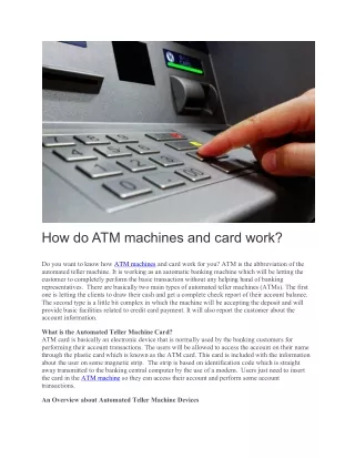 How do ATM machines and card work?