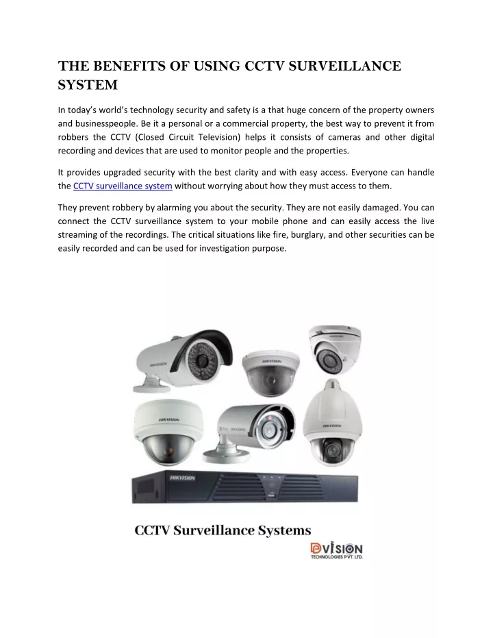 the benefits of using cctv surveillance system