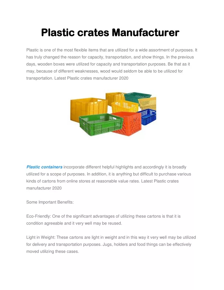 plastic crates manufacturer plastic crates