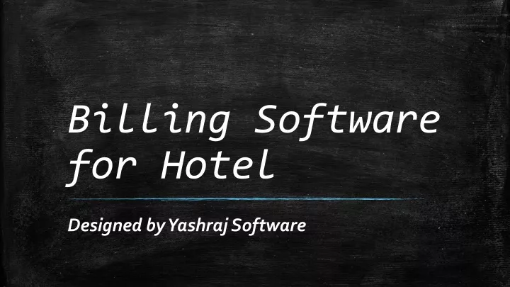 billing software for hotel