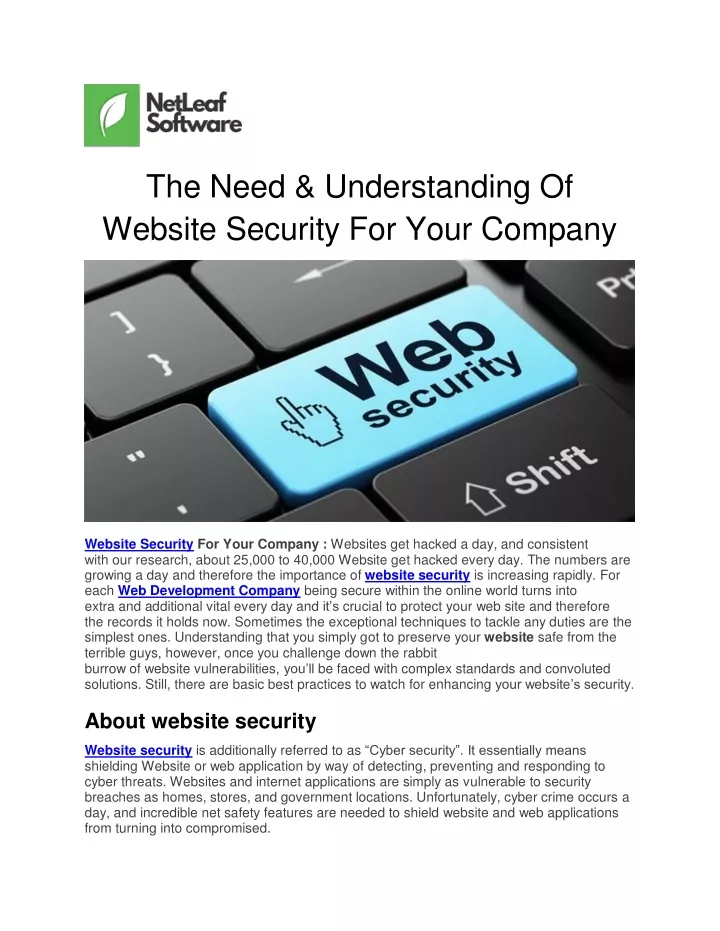 the need understanding of website security
