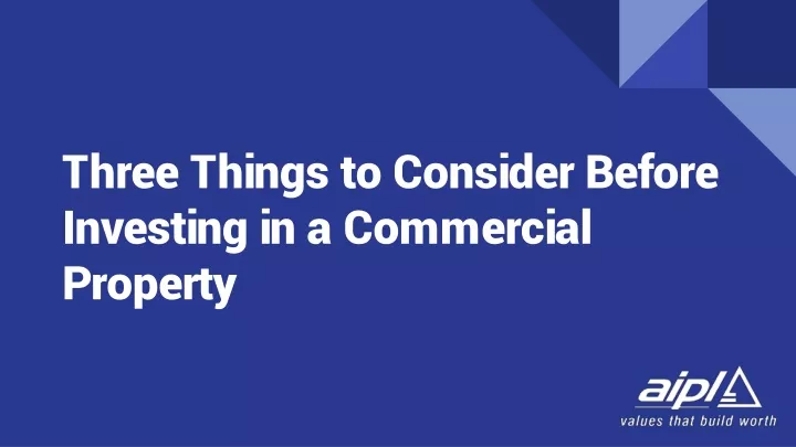 three things to consider before investing in a commercial property