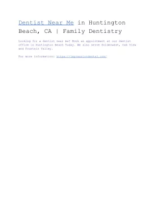 Dentist Near Me in Huntington Beach, CA | Family Dentistry