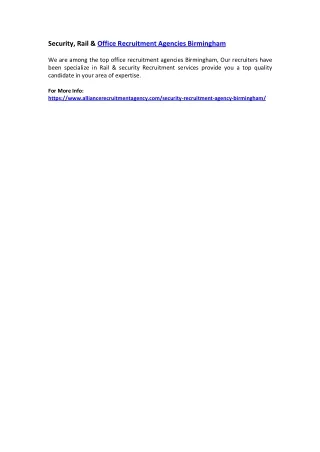 security rail office recruitment agencies