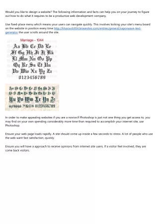 would you like to design a website the following