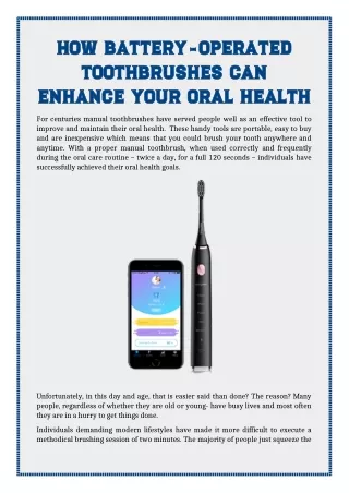 How Battery-operated Toothbrushes Can Enhance your Oral Health