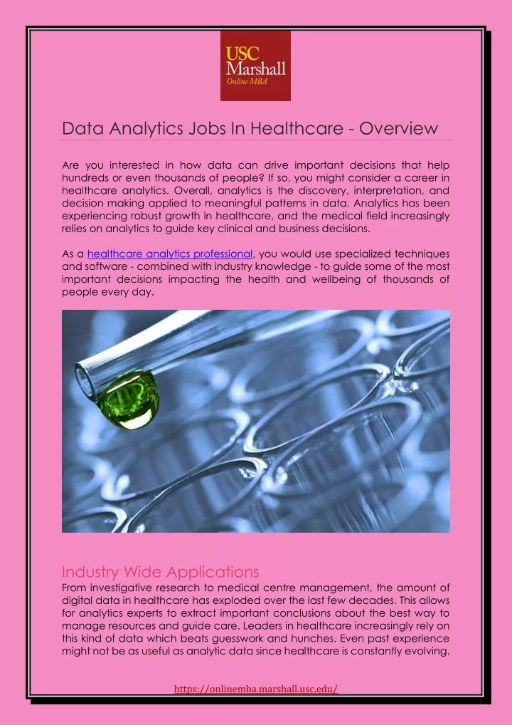 data analytics jobs in healthcare overview
