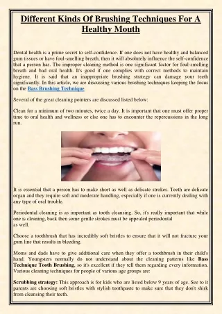 different kinds of brushing techniques