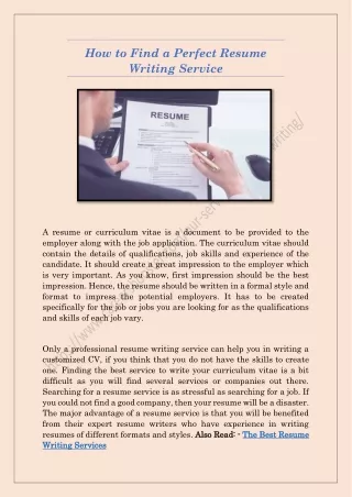 How to Find a Perfect Resume Writing Service