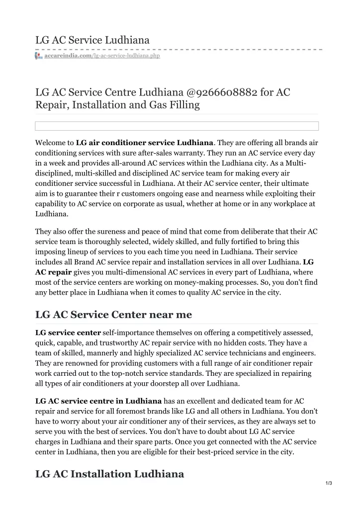 lg ac service ludhiana