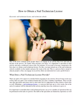 how to obtain a nail technician license