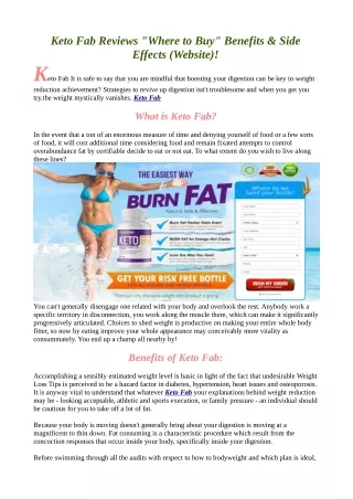 Keto Fab|Reviews |Where to buy|Side Effects|Benfits|Scam.