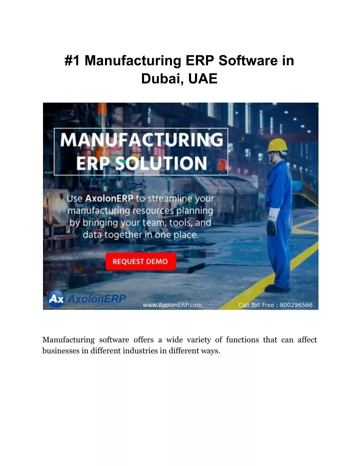 1 manufacturing erp software in dubai uae