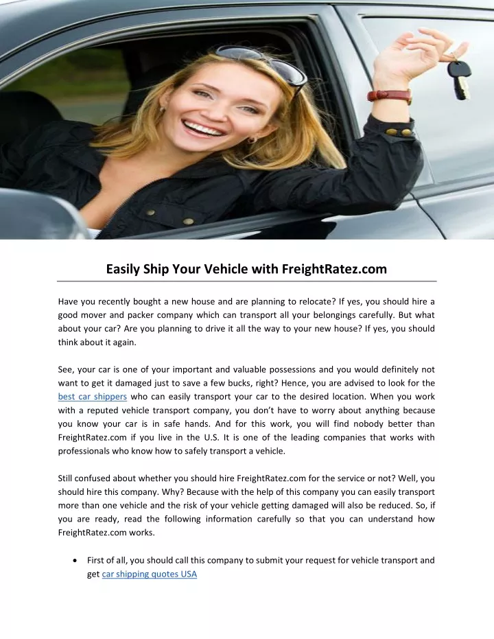 easily ship your vehicle with freightratez com