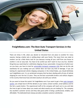 FreightRatez.com: The Best Auto Transport Services in the United States
