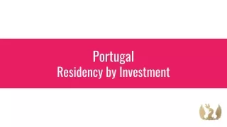 Portugal Residency by Investment Program
