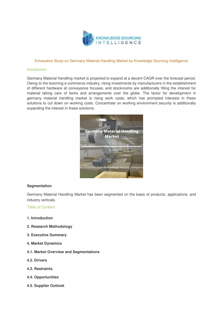 exhaustive study on germany material handling