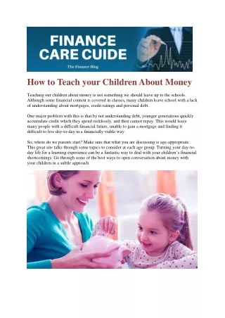 How to Teach your Children About Money