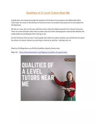 qualities of a level tutors near me