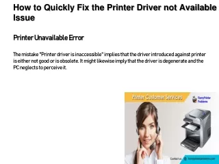 How to Quickly Fix the Printer Driver not Available Issue