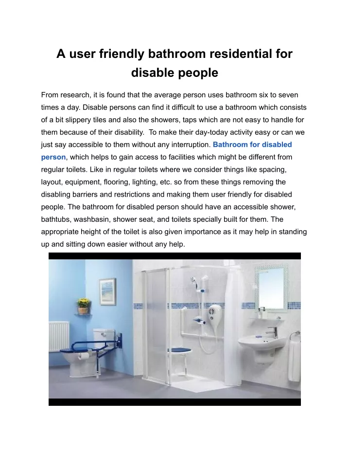 a user friendly bathroom residential for disable
