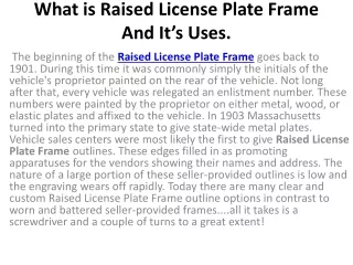 Raised License Plate Frame