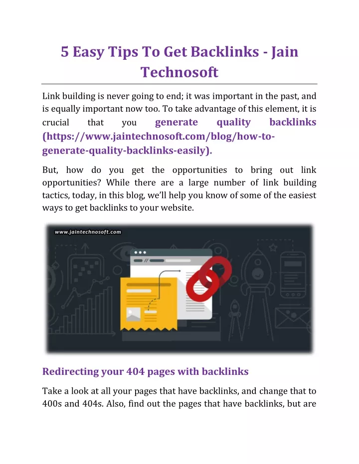 5 easy tips to get backlinks jain technosoft