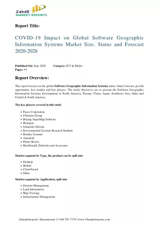 Software Geographic Information Systems Market Size, Status and Forecast 2020-2026