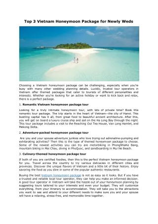 top 3 vietnam honeymoon package for newly weds