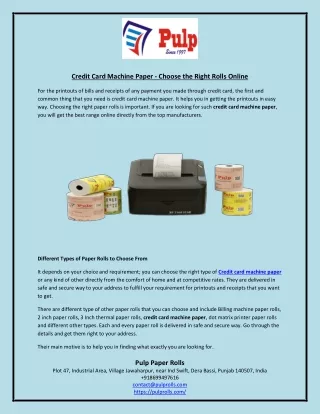 Credit Card Machine Paper - Choose the Right Rolls Online