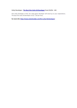 unity developer the best hire unity 3d developer