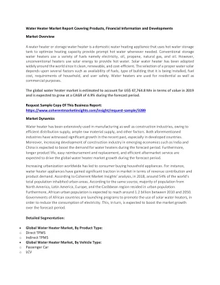 water heater market report covering products