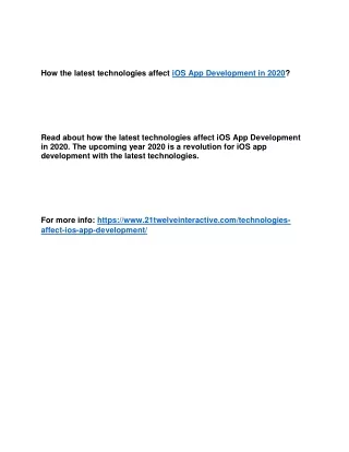 how the latest technologies affect