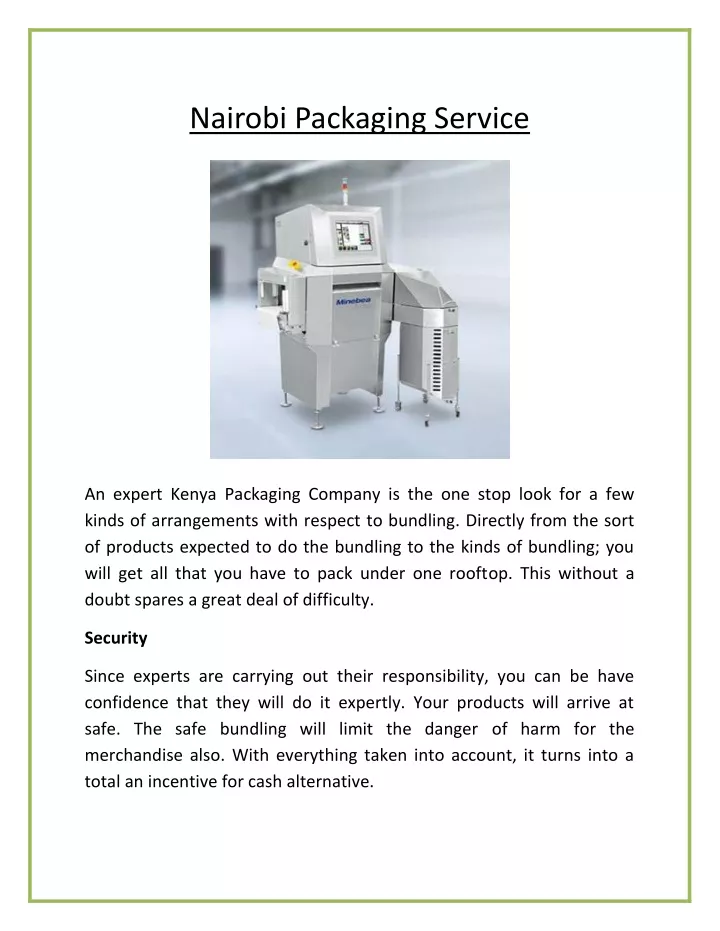 nairobi packaging service