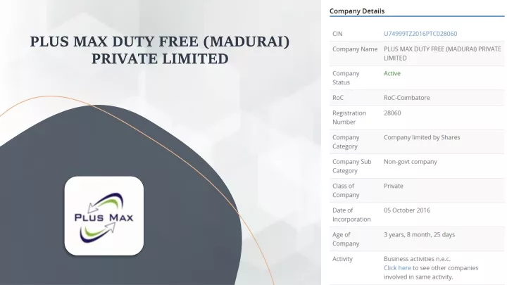 plus max duty free madurai private limited