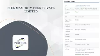 plus max duty free private limited