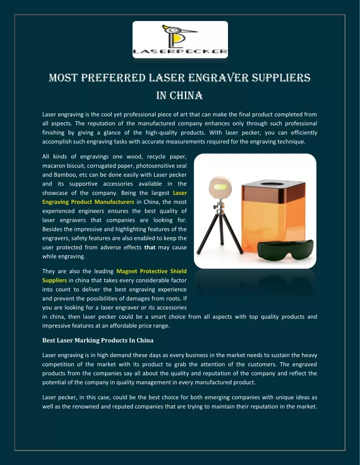 most preferred laser engraver suppliers in china
