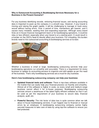 why is outsourced accounting bookkeeping services