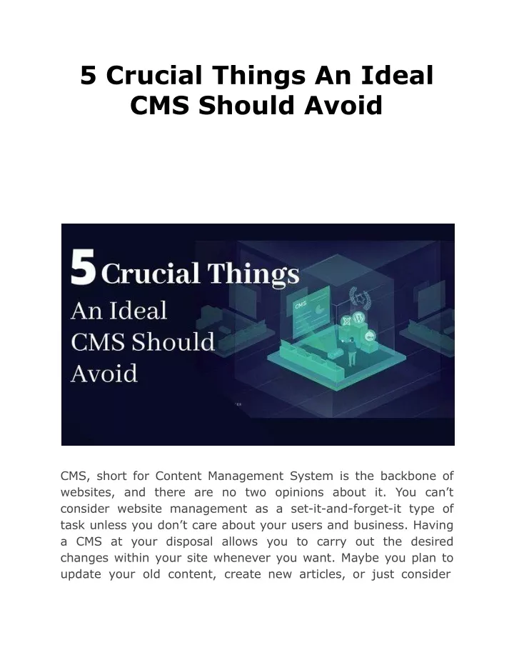 5 crucial things an ideal cms should avoid