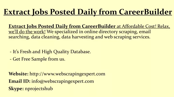 extract jobs posted daily from careerbuilder