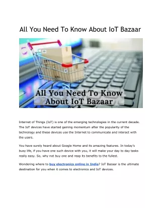 All You Need To Know About IOT Bazaar