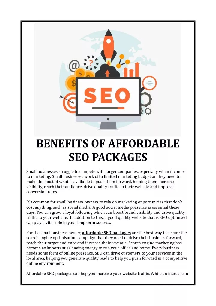 benefits of affordable seo packages