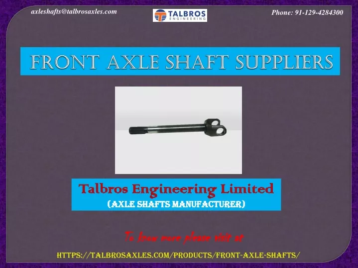 front axle shaft suppliers
