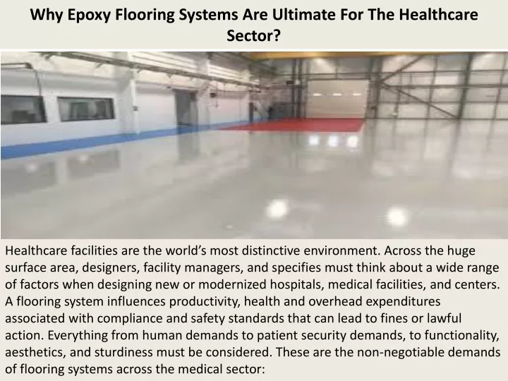 why epoxy flooring systems are ultimate for the healthcare sector