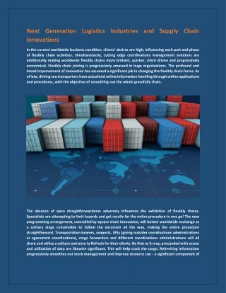 next generation logistics industries and supply