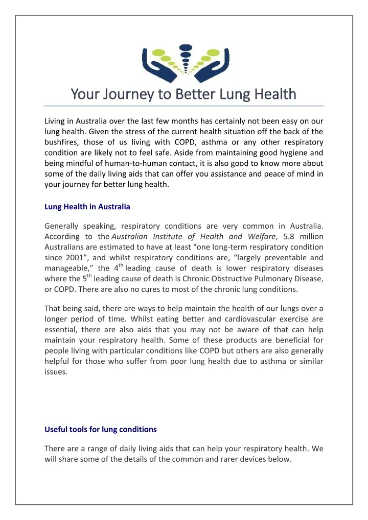 your journey to better lung health your journey
